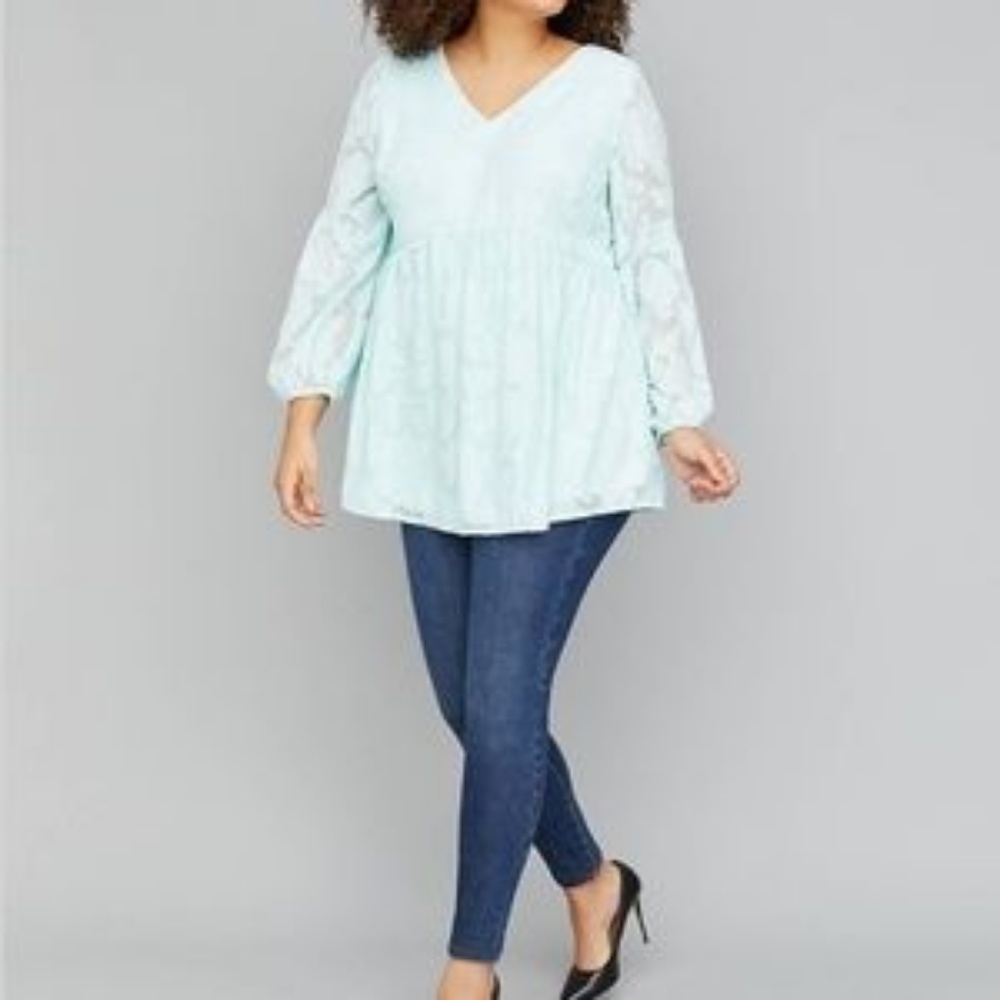 NWT Pale Blue Babydoll Style Blouse - Size 22/24